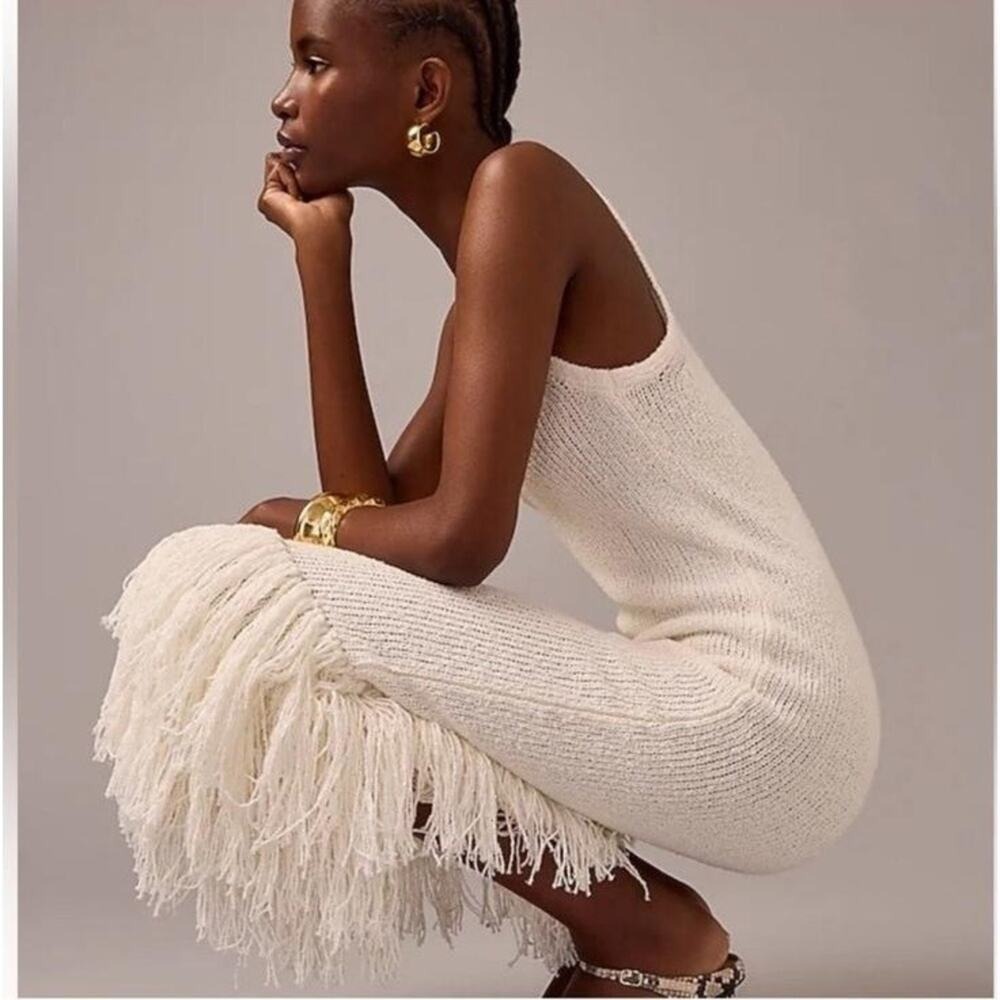 J.Crew Maxi Fringe Sweater knit Dress BY934 Size S - Picture 6 of 9